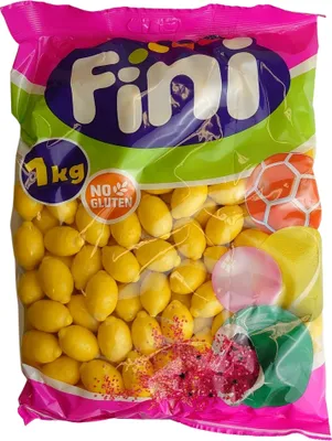 Produktbild von Bubble Gum Kugeln in Zitronen Optik mit Brausepulver Füllung 1000g