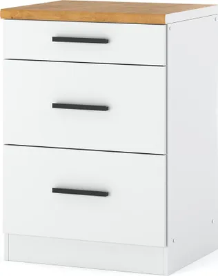 Zdjęcie produktu dla Szafka Kuchenna Dolna Z Blatem Modułowa 3 Szuflady Blande 60Cm Biała Mat
