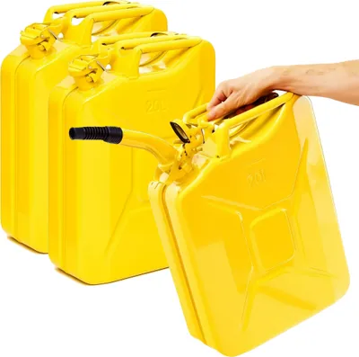 Produktbild von Oxid7® by BW Kraftstoffkanister Metall Benzinkanister 3x 20 Liter mit 3x Ausgießer - Gelb RAL 1018 - UN-Zulassung - Hergestellt in Europa