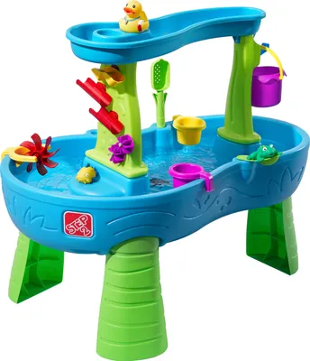 Produktbild von Step2 Rain Showers Wasserspieltisch | Großer Wassertisch mit 13-teiligem Zubehörset | Garten Wasser Spieltisch für Kinder in Blau und Grün