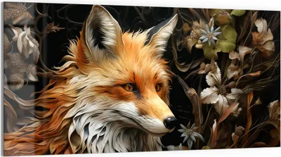 Produktbild von DEQOART Glasbild Echtglas 100x50 cm 'Fuchs im Blütenmeer' Wandbild Bild modern Deko