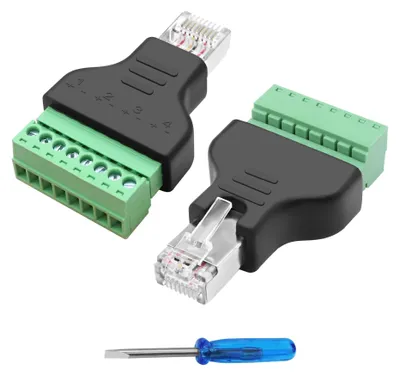 RJ45 Schraubklemmen-Adapter, 8P8C auf 8-polig, 2 Stück