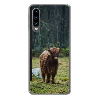 Produktbild von MuchoWow® Handyhülle Schutzhülle Hülle für Huawei P30 Schottischer Hochländer - Wald - Moos Silikon Softcase Handy Hülle - Kartenbesitzer