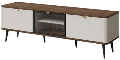 Image de Meuble bas Marly pour télévision, 160x40x52 cm, finition noyer cachemire, 3 portes