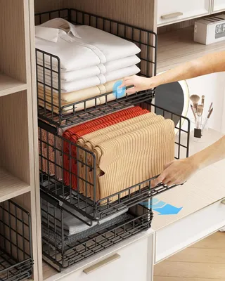 Obrázok produktu pre Organizér na oblečenie 3-dielny, s výsuvnými koľajničkami, čierny, do šatníka