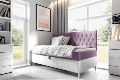 Produktbild von Boxspringbett Gästebett Kinderbett FINJA Nr.2 90x200cm Weiss-Rosa