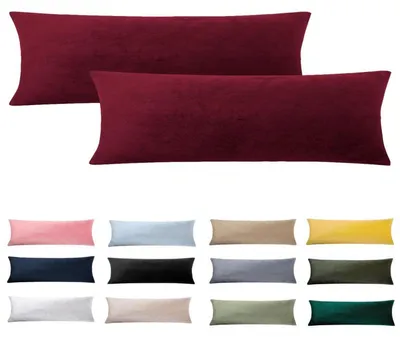 Image de Coussin pour personnes dormant sur le côté, housse 40 x 145 cm, lot de 2, couleur rouge, velours, doux et moelleux
