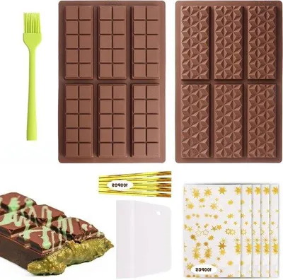 Produktbild von Schokoladenformen-Set mit Spatel und Pinsel, silikon, 4-teilig, voedselveilig, handlich