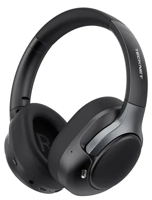 Obrázok produktu pre Slúchadlá s potlačením hluku (over-ear), Bluetooth, s hybridnou technológiou aktívneho potláčania hluku, bezdrôtové, Bluetooth, 6 slúchadiel, 70 hodín výdrže batérie, 6 režimov ekvalizácie, 3,5 mm audio kábel, čierna farba