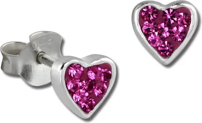 Produktbild von Teenie-Weenie Ohrstecker Kids Silber pink Zirkonia Herz Ohrringe 0,5mm SDO009P