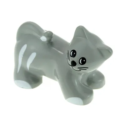 Produktbild von 1x Lego Duplo Tier Katze alt-hell grau weiß Kater Bauernhof Zoo Zirkus 31102pb01