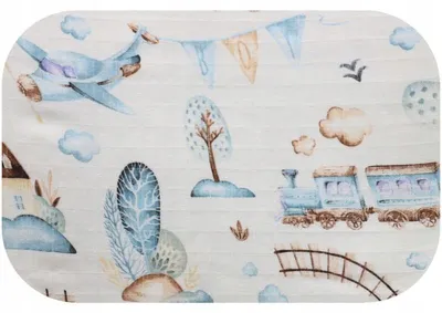 Obrázok produktu pre EGA KIDS plienka TETRA s potlačou, 1 kus, 70 x 80 cm, motív vlakov a koľají