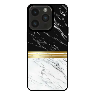Obrázok produktu pre Smartphonica Puzdro na telefón pre iPhone 14 Pro mramorový vzhľad - zadný kryt mramorové puzdro - Black White