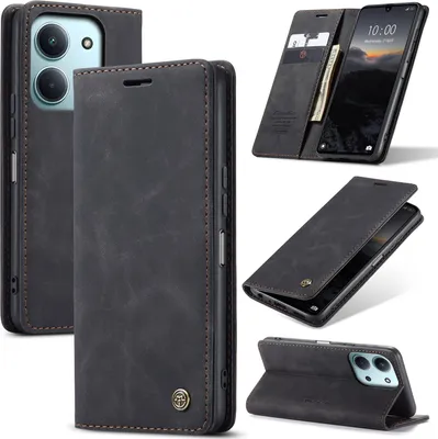 Immagine prodotto di Custodia per Xiaomi Redmi 15C 5G/4G Retro Custodia in Finto cuoio con funzione di stand Cover protettiva Nero