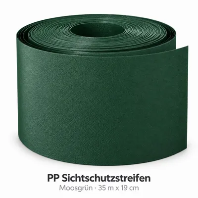 Produktbild von X-trading PP Sichtschutzstreifen 35 m x 19 cm Doppelstabmatten Moosgrün RAL6005, KI-generiertes Bild
