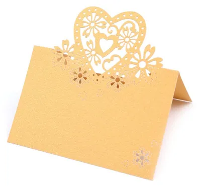 20 herzförmige Tischnummern aus Perlmuttpapier, Gold, 9x12 cm
