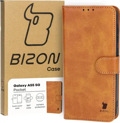 Produktbild von Bizon Case Pocket Flip Case für Galaxy A55 5G, Braun