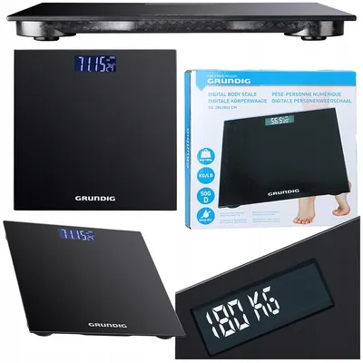 Produktbild von Elektronische Badewaage Grundig mit Thermometer, LCD, Glas, bis 180 kg
