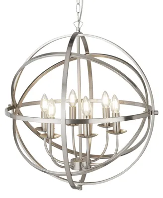 Produktbild von Orbit 6Flammiger Käfigrahmen Kugel Pendelleuchte, Satin Silber