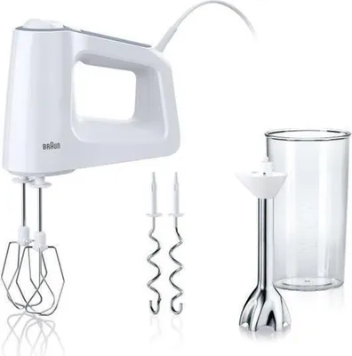 Zdjęcie produktu dla Braun HM 3107 WH, Mikser ręczny, Biały, Przyciski, obrotowy, 0,6 l, Szary, Biały, CE