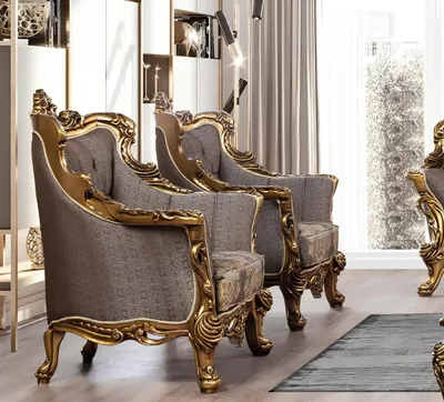 Produktbild von Ohrensessel Sessel Barock Design Polster Sofa Couch Chesterfield Textil Luxus