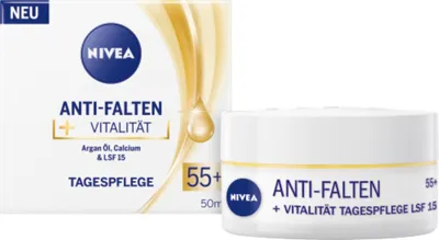 Produktbild von NIVEA Anti-wrinkle + Revitalising Day Cream 55+, Tagescreme, Frauen, trockene Haut, Reife Haut, Jeder Hauttyp, Gesicht, Anti-Falten, Kräftigend, Feuchtigkeitsspendend, Verstärkung, 55+ Jahr(e)