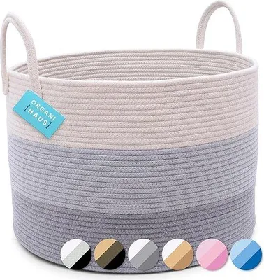 Zdjęcie produktu dla Szary bawełniany organizer do przechowywania, 50 x 33 cm, tkany ręcznie