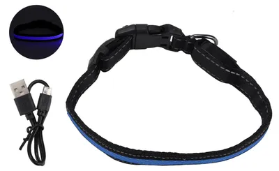 Immagine prodotto di Collare luminoso per cani con strisce riflettenti, anti-groviglio, LED, per gatti, cani, blu, M