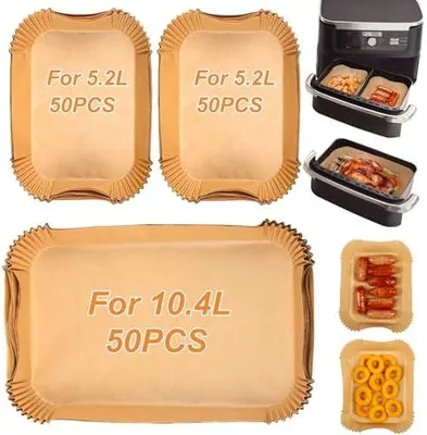 Produktbild von 150pcs Airfryer Backpapier für Ninja Flex Drawer Dual Zone AF500EU 10,4L Heißluftfritteuse,Zubehör für Ninja Foodi AF500EU Airfryer & Cosori Dual Blaze Twinfry Heißluftfritteuse 10L