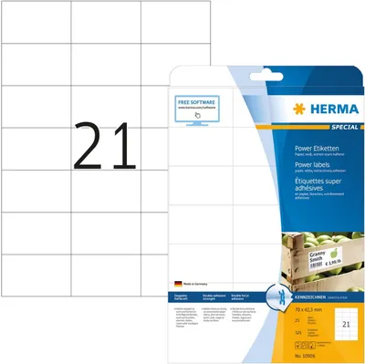 Produktbild von Etiketten 70x42,,3mm Special A4 Power Etiketten 525 Stück Packung mit 32 Stück
