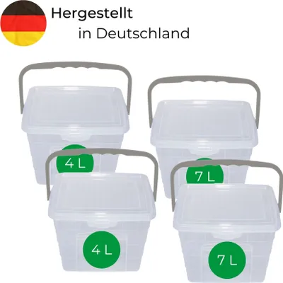 Image de Novaliv Sparset 2x boîte à lessive avec couvercle 4 litres + 7 litres I Transparent I Boîte de rangement pour lessive en poudre avec anse Rangement de la lessive en poudre
