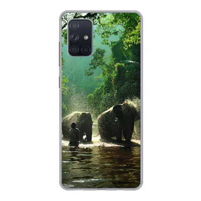 Produktbild von MuchoWow® Handyhülle Schutzhülle Hülle für Samsung Galaxy A51 Elefant - Wasser - Bäume - Grün - Tiere Silikon Softcase Handy Hülle - Schutzabdeckung