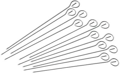 Grillspieße aus Edelstahl, oval, 22 cm, 12 Stück
