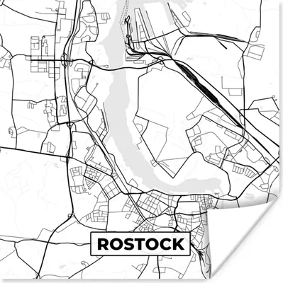 Produktbild von MuchoWow® Poster Karte - Rostock - Stadtplan 75x75 cm - Wand Dekoration