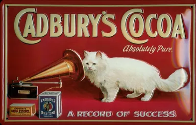 Produktbild von Blechschild Cadbury Cocoa Katze Grammophon Schokolade Schild