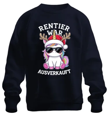 Produktbild von Rentier war t Einhorn Weihnachten lustig Sweatshirt Pullover, Navy, XXL