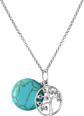 Produktbild von V Anhänger mit Kette 925/- Sterling Silber 45+5cm weiß Türkis türkis 473240042-3