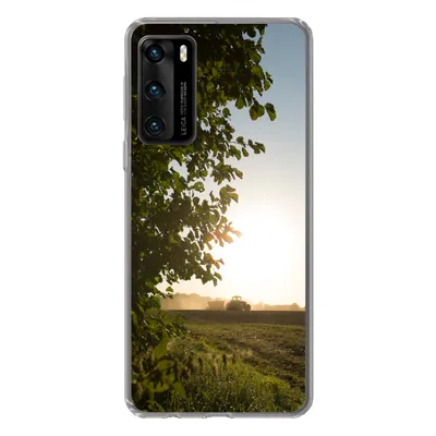 Produktbild von MuchoWow® Handyhülle Schutzhülle Hülle für Huawei P40 Traktor - Bauernhof - Sonne Silikon Softcase Handy Hülle - Handytasche