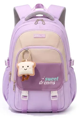 Image de Sac à dos pour fille, couleur violet, en nylon, dimensions 31x21x45,5 cm, 6 compartiments, compartiment pour ordinateur portable 15,6 pouces