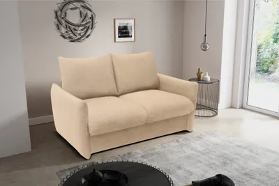 Produktbild von DOMO Collection Sofa 700023, 2 Sitzer, Schlaffunktion, Federkern, 2er Couch, Schlafsofa, Polstergarnitur, 165 x 100 x 95 (BxTxH), beige