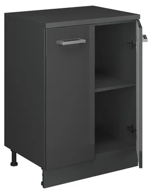 Produktbild von Küchenschrank für Dachschrägen Vicco R-Line Anthrazit Hochglanz 60 cm ohne Schräge mit 2 Türen, Model 61740