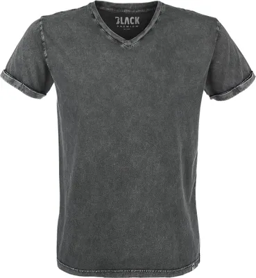 Produktbild von Black Premium by EMP Herren graues Vintage T-Shirt mit V-Ausschnitt 4XL
