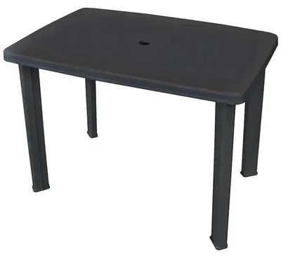 Produktbild von Gartentisch - Rechteckiger Kunststofftisch 101×68×72 cm - Wetterfest - Mit Schirmloch - Leicht - Schwarz