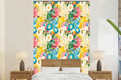 Produktbild von MuchoWow® Fototapete für Wohnzimmer oder Schlafzimmer Wandtapete Vinyl Motivtapete Blumen - Frühling - 200x300 cm - Wanddekorationen