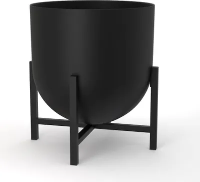 Immagine prodotto di Vaso da fiori con supporto per piante - vaso in metallo per piante da interno 22 cm grande (nero)