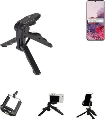Produktbild von K-S-Trade Stativ Tisch-Ständer Dreibein Handy-Stativ Ständer kompatibel mit Samsung Galaxy S20 Exynos Mini-Stativ Smartphone Tripod Handy-Stativ aus