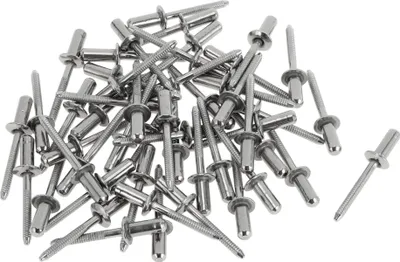Produktbild von Kuppelkopf Geschlossene Dichtungsnieten 6,4mm Griffdurchmesser 12mm Grifflänge 13mm Flanschdurchmesser Edelstahl Silberfarben 50 Stück