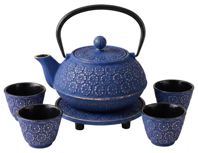 Produktbild von Gusseiserner Teekessel mit Sieb, Tassen und Untersetzer HANU, 1 l