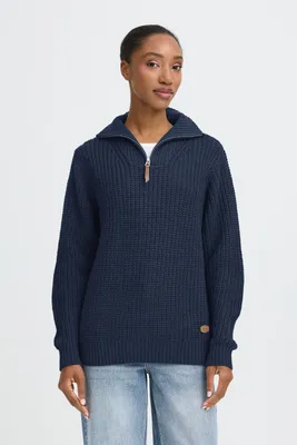 Produktbild von OXMO OXEDNA Damen Strickpullover Troyer Grobstrick Pullover regular fit