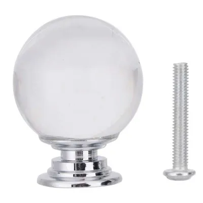 Image de 1 poignée sphérique en cristal de 30 mm pour armoires, tiroirs et commodes.